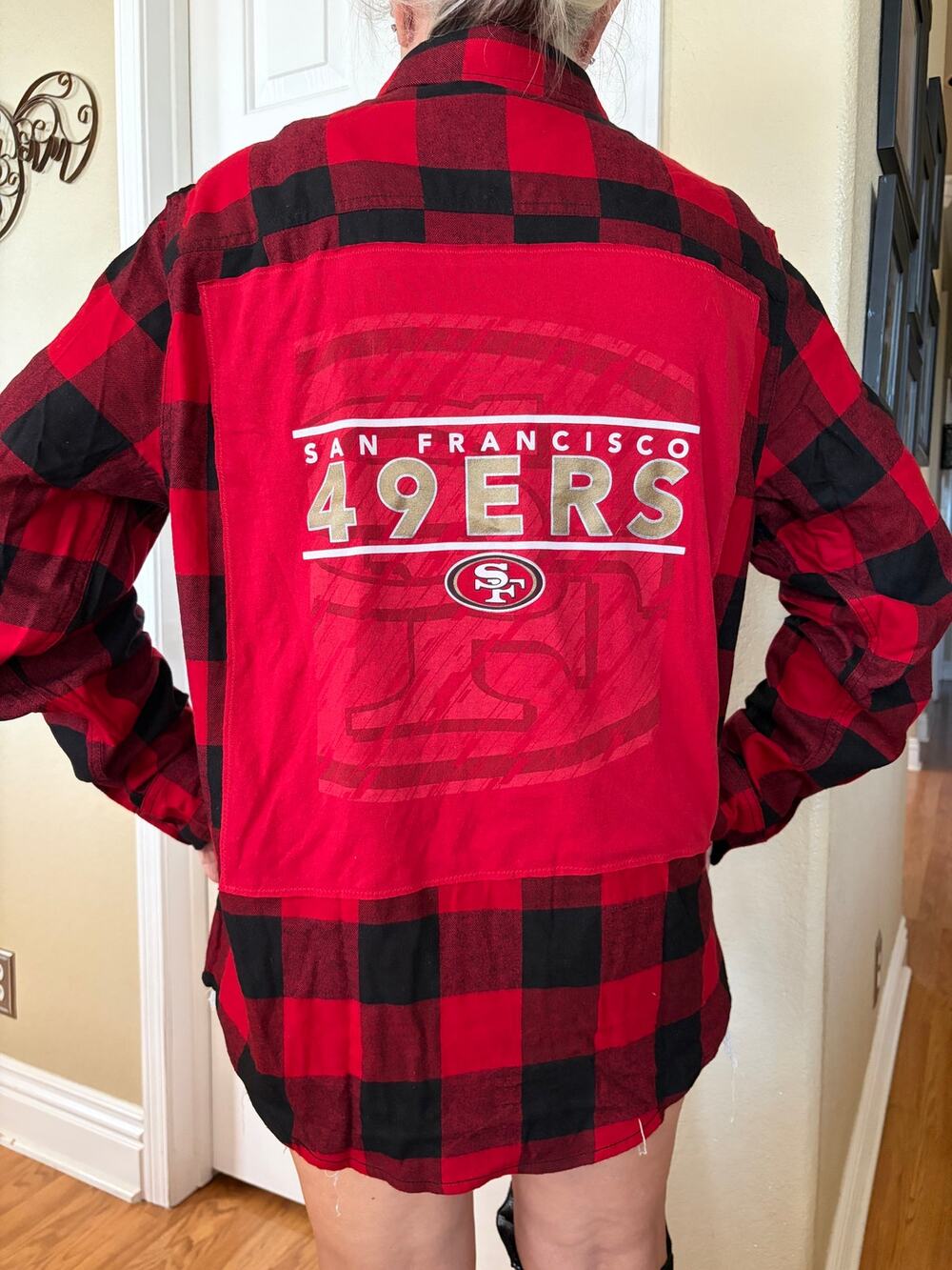 San Francisco 49ers NFL Upcycled Flannel Shirt Unisex XL X-Large